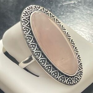 Size 8 sterling silver rose quartz ring